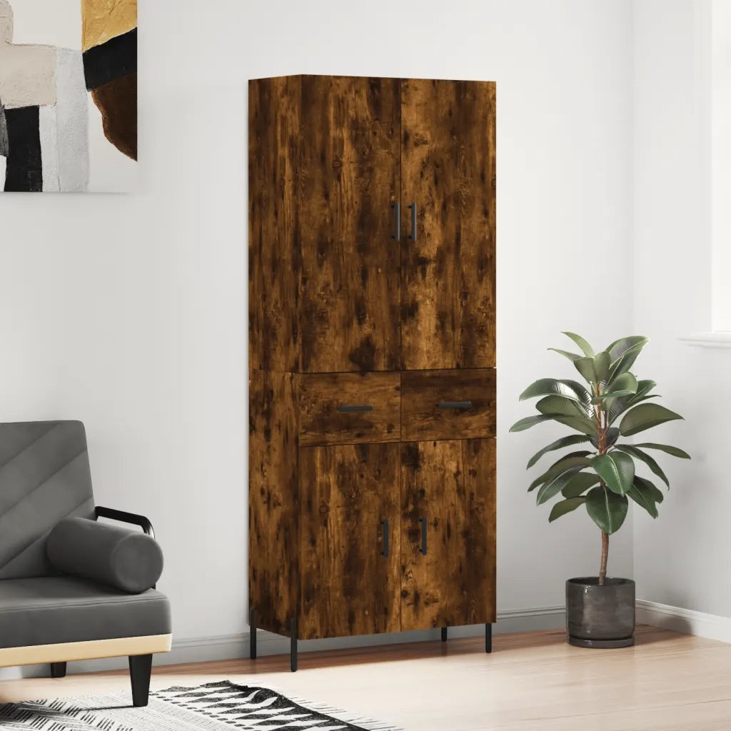 vidaXL Credenza Rovere Fumo  69,5x34x180 cm in Legno Multistrato