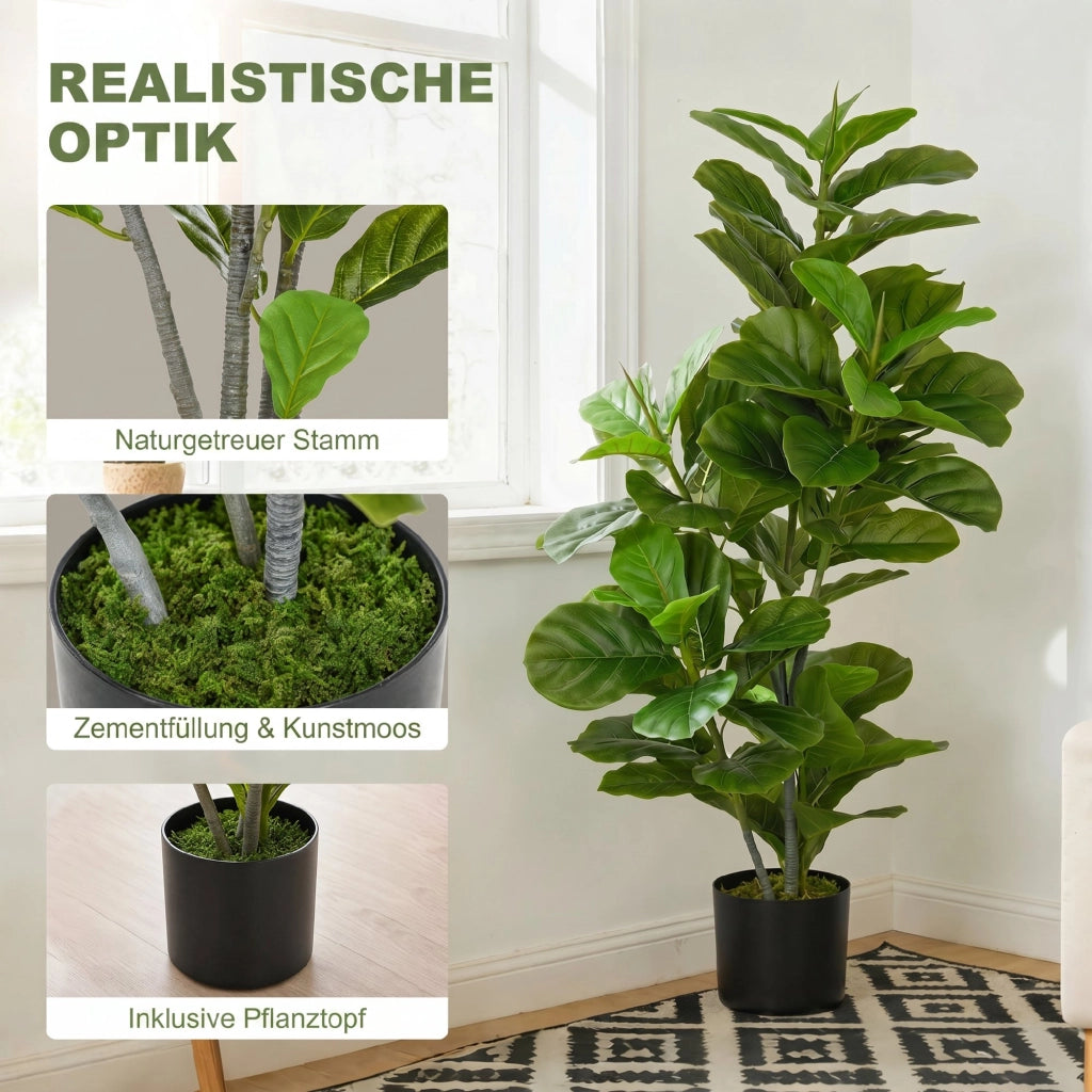 Pianta Finta Ficus ¨C Minimal ¨C Verde 110 cm con Vaso