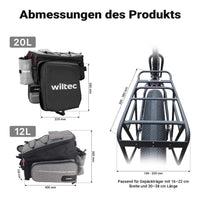 Borsa per portapacchi posteriore bici espandibile fino a 20 L nera, impermeabile e multiuso, scomparto laptop ed elementi riflettenti