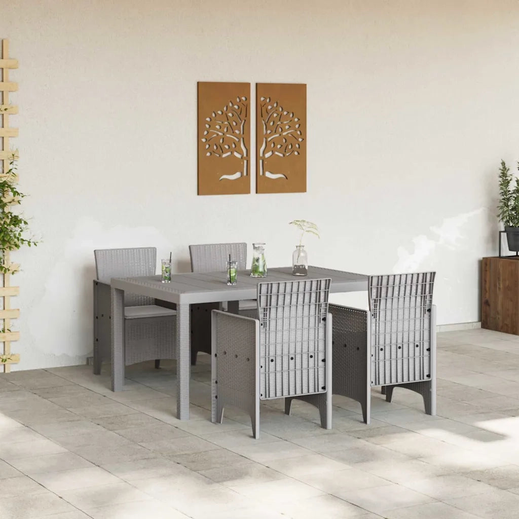 Set da Pranzo per Giardino 5 pcs Grigio chiaro Rattan Polt