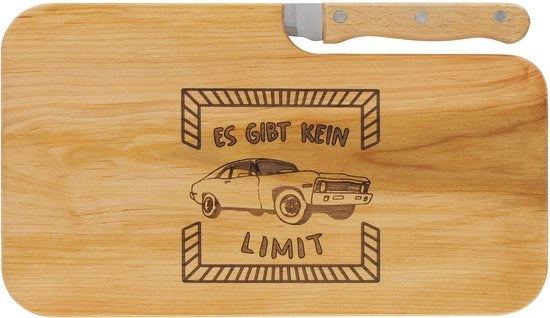 Tavolo da aperitivo in legno con incisione "Non ci sono limiti" & mes | 26 x 15 cm | Tavolo da colazione, tavolo da taglio in legno, tavolo da aperitivo | Regalo per il padre per i piloti