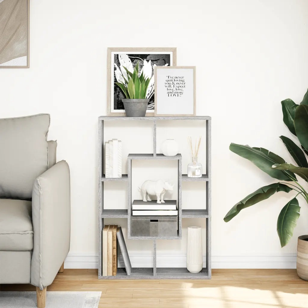 Libreria-Scaffale per Libri-Mobile di Stoccaggio Grigio Sonoma 63x20x90 cm in Truciolato