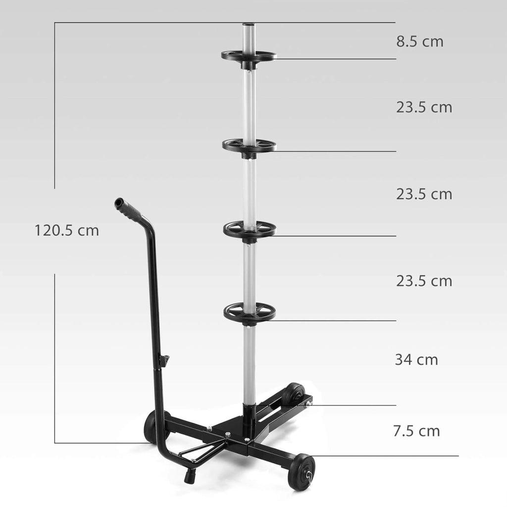 Monzana Carrello Porta Pneumatici 225mm in Alluminio 3 rotelle Copertura Protezione carico Max. 100kg Supporto per Cerchioni