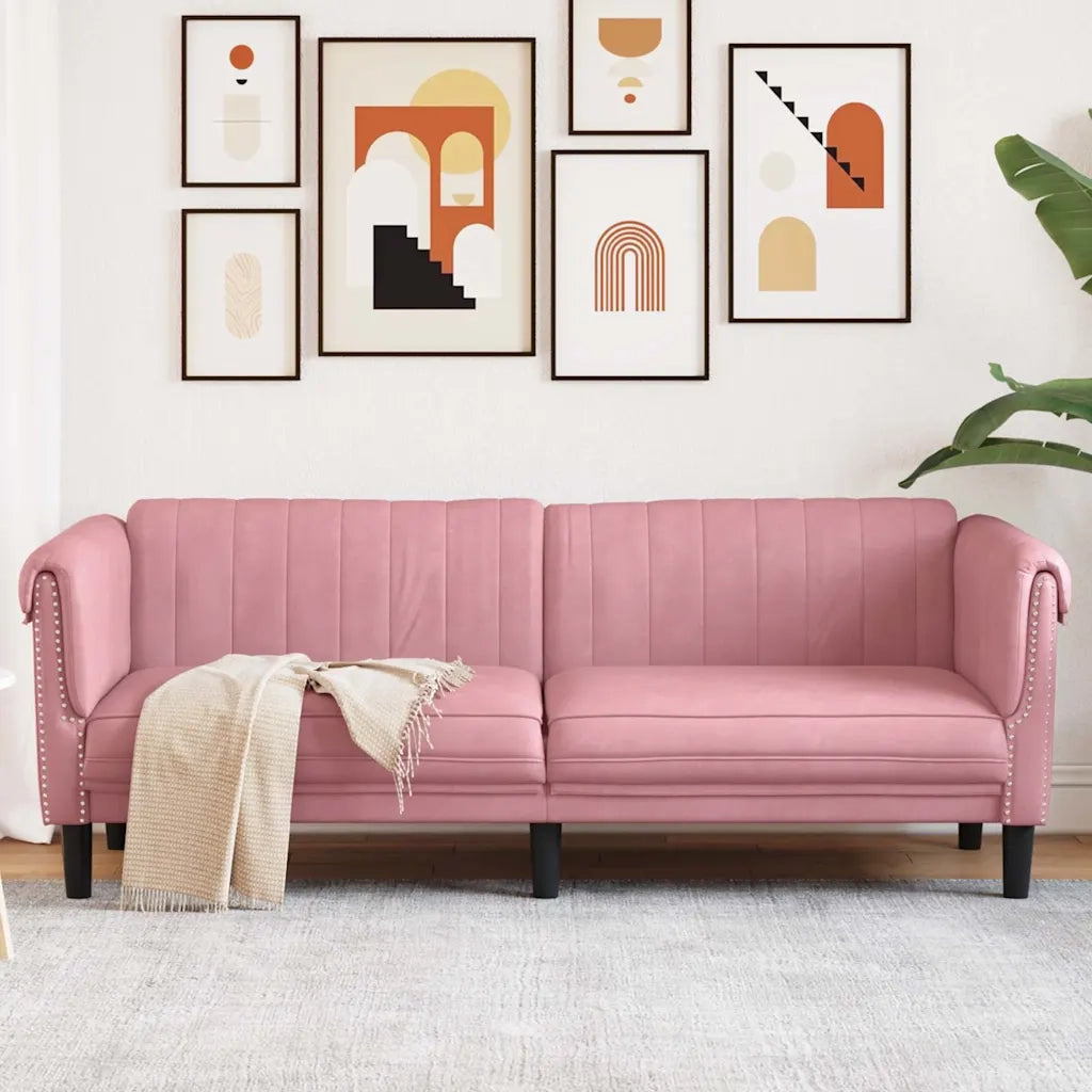 Divano a 3 Posti Rosa in Velluto 372588