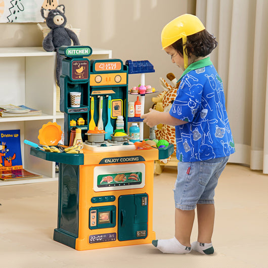 Cucina Giocattolo per Bambini 55x23x74,5 cm 77 Pezzi Verde e Arancione