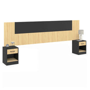 IDMarket - Cabecero SAPA para camas de 140 y 160 cm con mesillas negras y efecto madera
