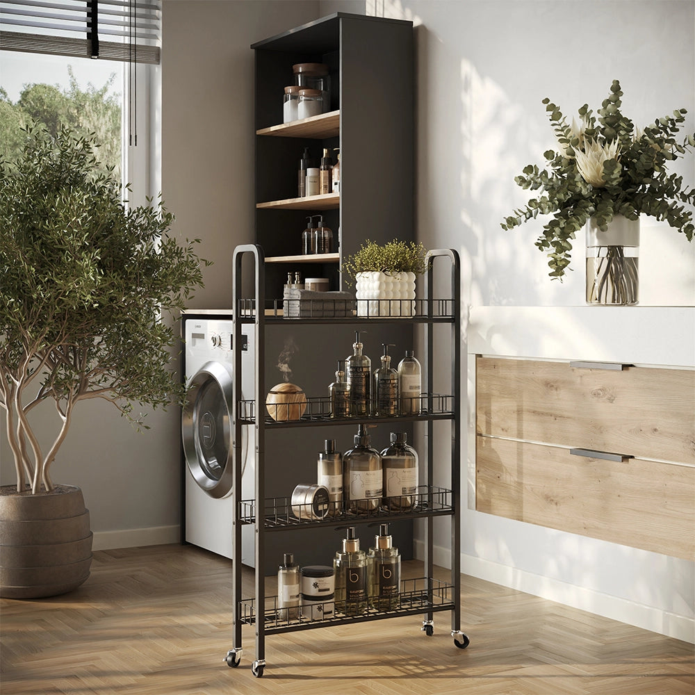 Vicco Piedistallo mobile Nero 58 x 15 cm con 4 scomparti