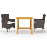 Set Mobili da Pranzo per Giardino 3 pz Marrone cod mxl 36083