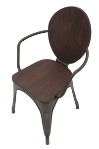 Set 2 Sedie 54x51x83 cm Harlem in Ferro e Legno Naturale e Grigio