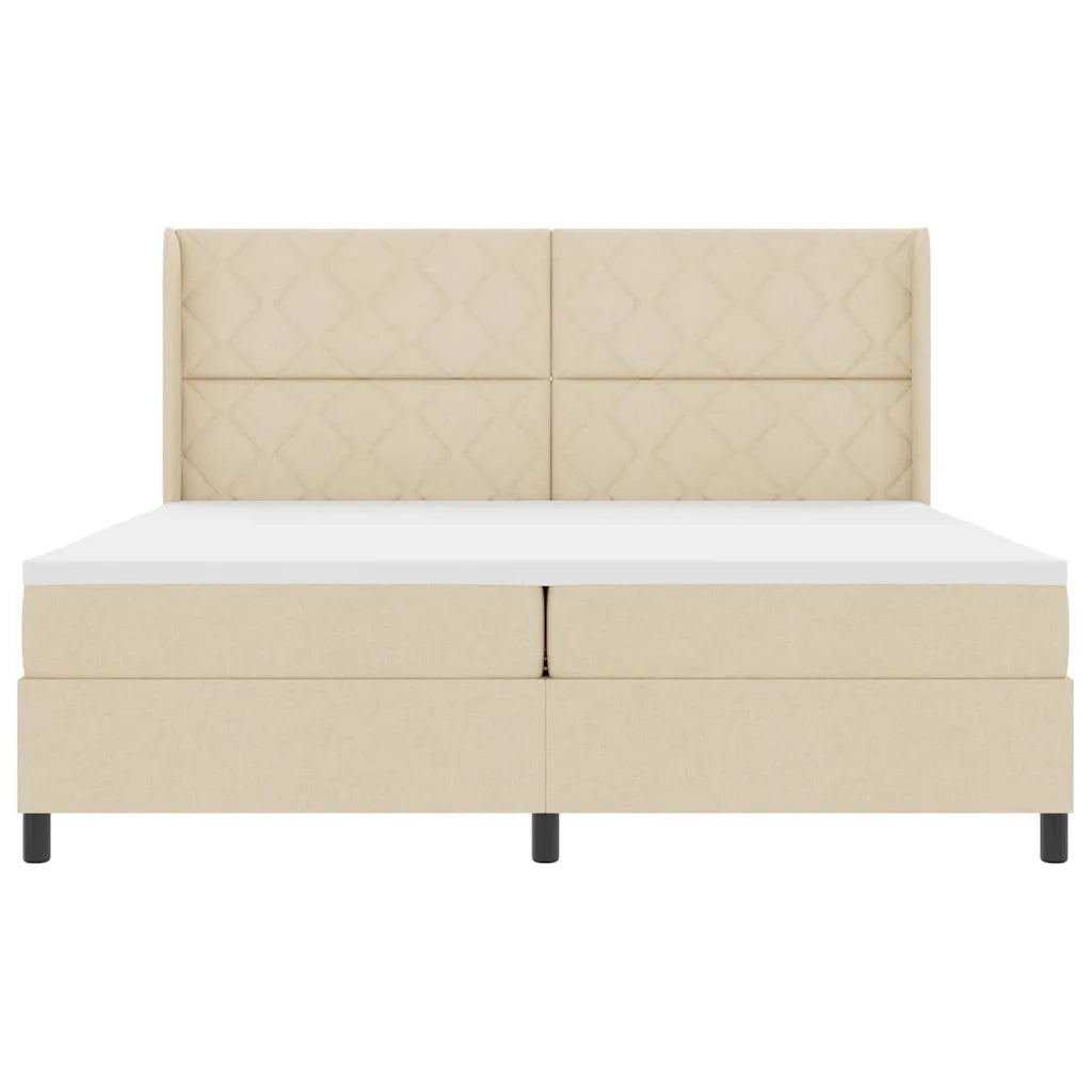 Letto a molle con materasso Crema 200 x 200 cm Tessuto 3341733