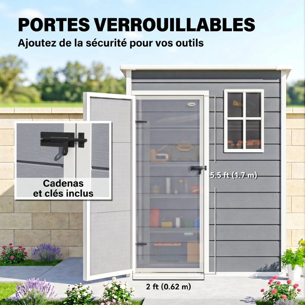 Casetta da giardino ¨C Minimal ¨C grigio plastica 151x92x193 cm