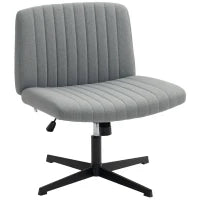 Sedia da Ufficio senza Braccioli Sedia da Scrivania Basculante con Gambe Incrociate Sedile Largo e Altezza Regolabile Grigio