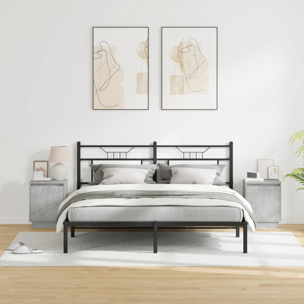 Comodini con Luci LED 2 pcs Grigio Cemento 39x34,5x50 cm