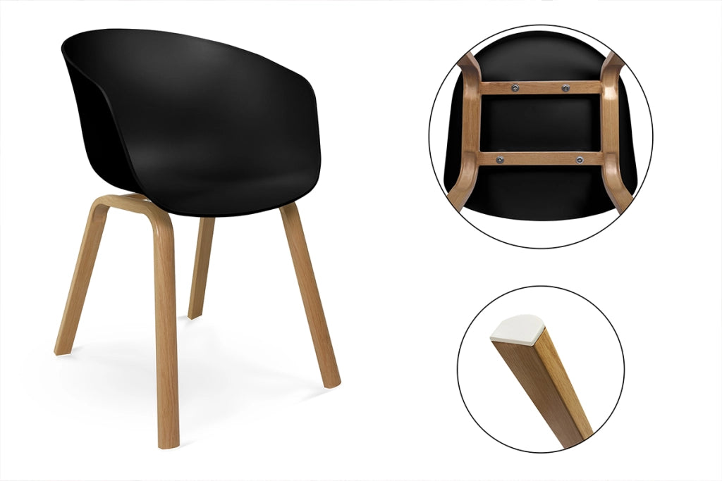 Sedia da pranzo nera, poltrona in stile scandinavo - Dorina (2 pz) - SD10DOPL