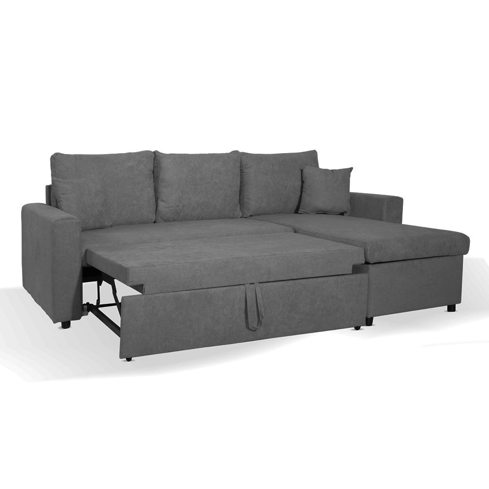 Divano con penisola reversibile funzione letto Golf tessuto grigio scuro 225x148x91H