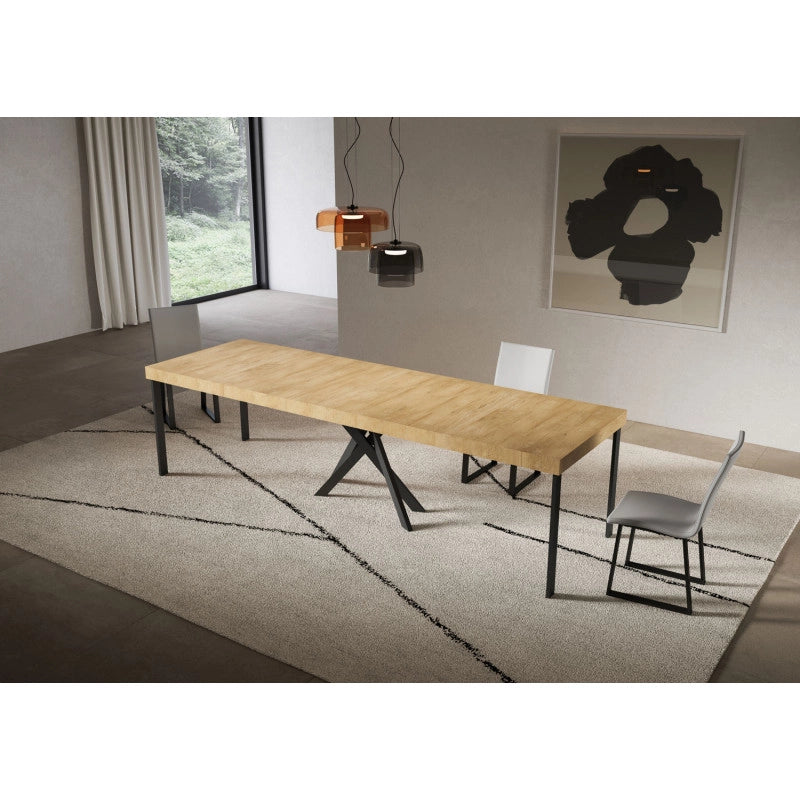 Consolle allungabile 90x40/300 cm Saki Premium telaio Antracite - Quercia Natura