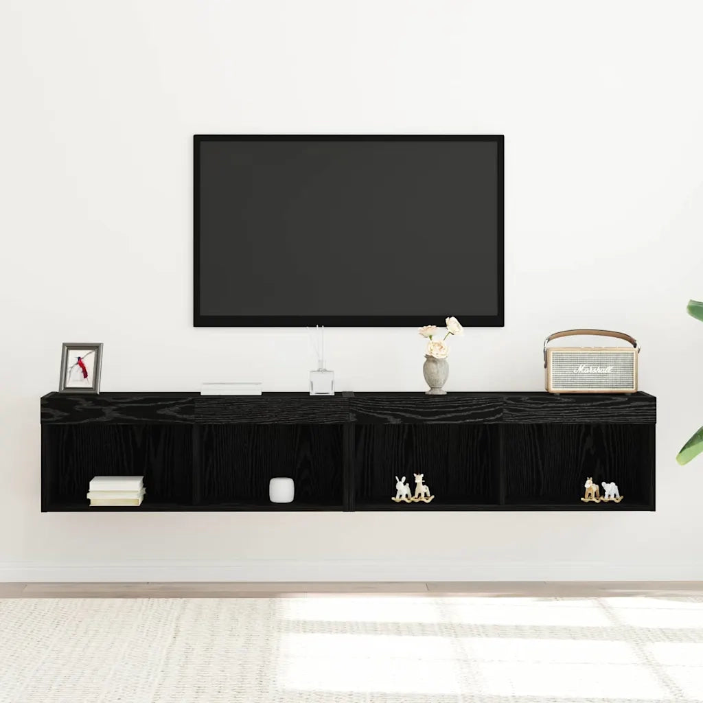 Set mobile TV con led 2 pz-Credenza per TV Rovere nero 80 x 30 x 30 cm
