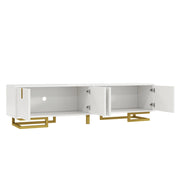Mobile TV con 4 Ante e Ripiani Interni; Cerniere Ammortizzate; Piedini Regolabili; Stile Moderno; 160??38??44;5 cm; Bianco