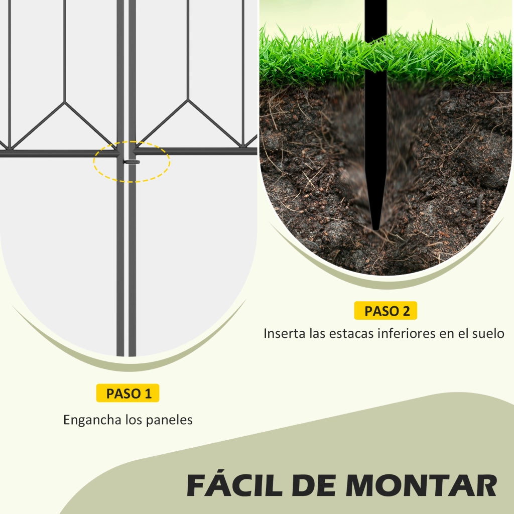Set 5 Vallas Decorativas per Giardino ¨C Minimal ¨C Metallo Nero 305x79.5 cm