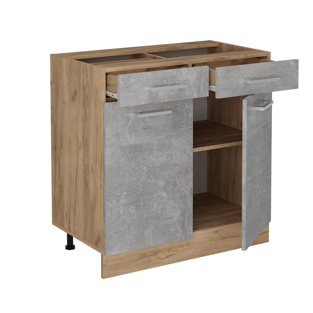 Mobiletto base per cucina R-Line Calcestruzzo/Rovere dorato 80 cm PL Marmo Vicco