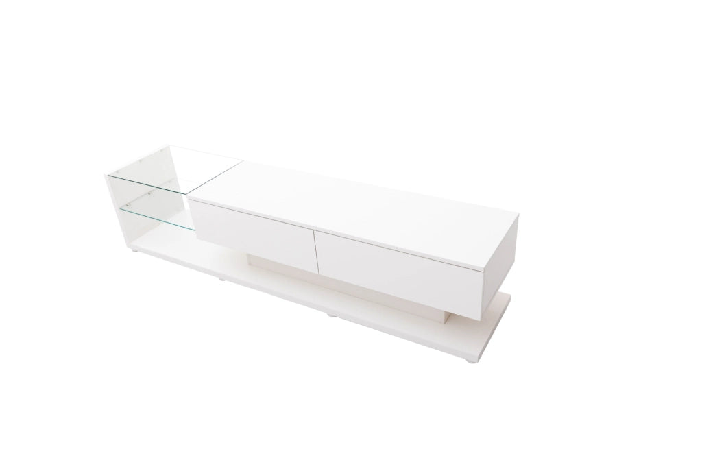 Mobile TV bianco lucido con cassetti e illuminazione a LED