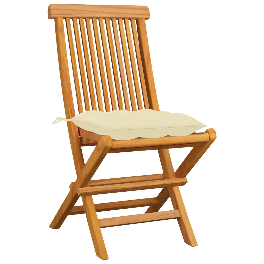 Sedie da Giardino e Cuscini Bianco Crema 8 pz Massello di Teak cod mxl 14704