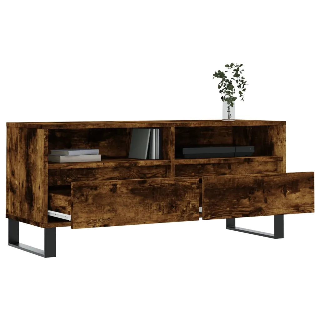 Mobile TV Rovere Fumo 100x34,5x44,5 cm in Legno Multistrato 831249