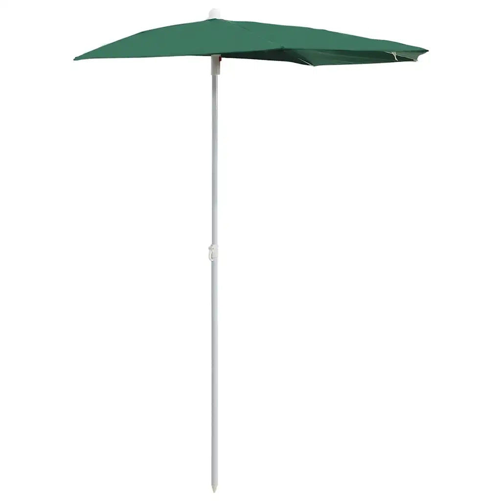 Ombrello | Parasolne Semicircolare da Giardino con Palo 180x90 cm Verde