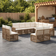 Set Divano da Giardino 11 pz Beige e Bianco Crema polyrattan 3435159