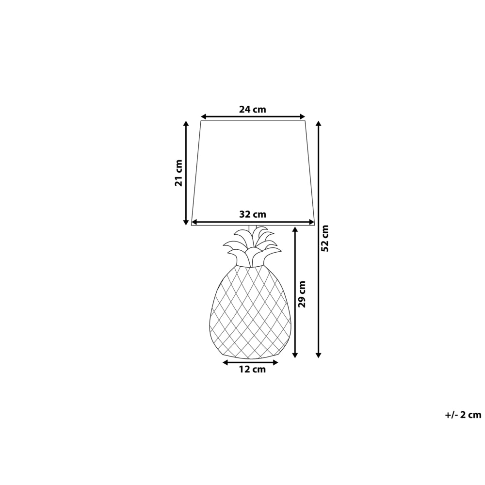 Lampada da tavolo decorativa dorato con base in ceramica nera lucida paralume in poliestere a forma di ananas dal design eclettico