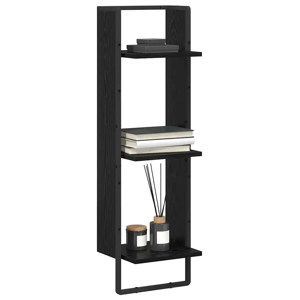 Scaffale da parete A parete Rovere Nero 30 x 25 x 100 cm 882843