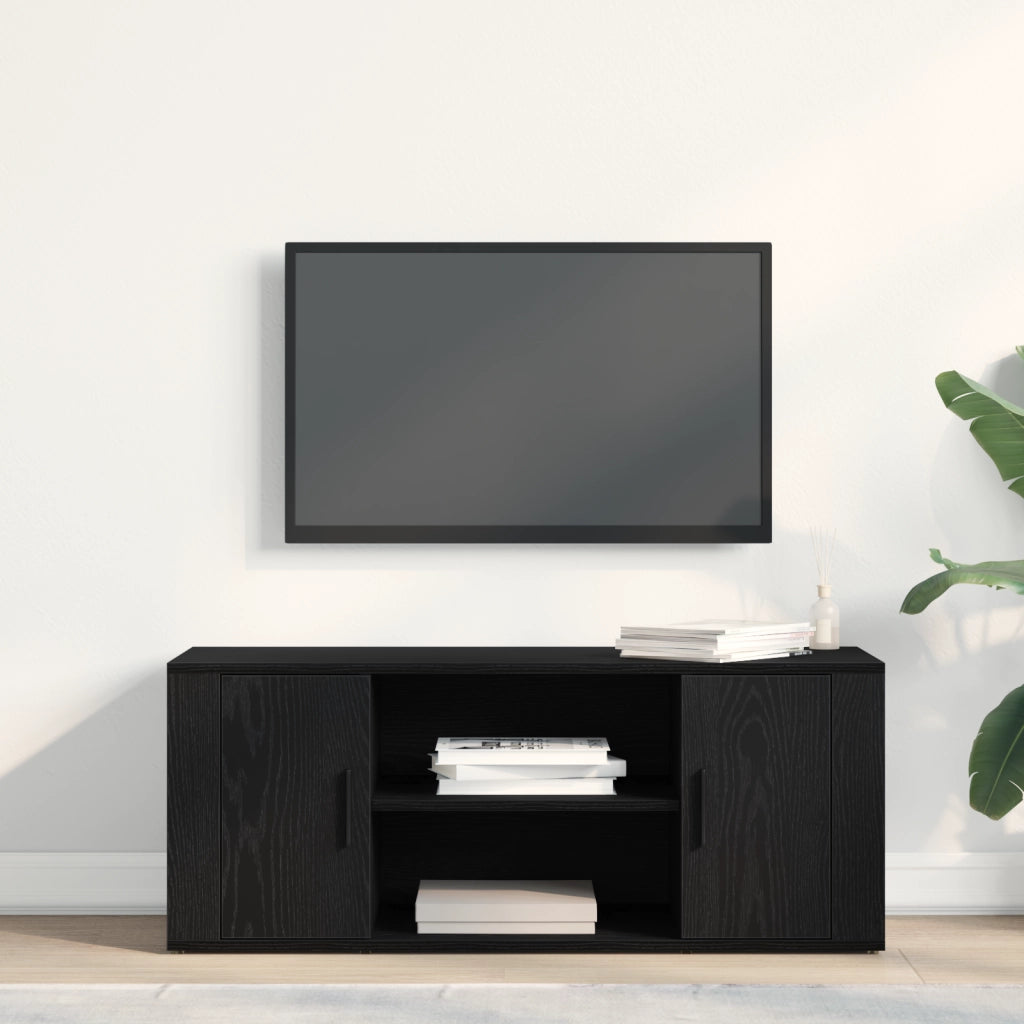Mobile TV  Nero Rovere 100x35x40 cm Legno ingegnerizzato