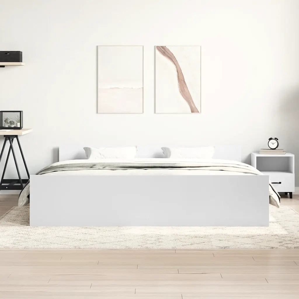 Letto matrimoniale | Letto per adulti | Giroletto con Testiera e Pediera Bianco 160x200 cm