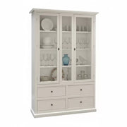 Vetrina arte povera 2 ante 4 cassetti in legno bianco 118x40x185 - Mobili 2G