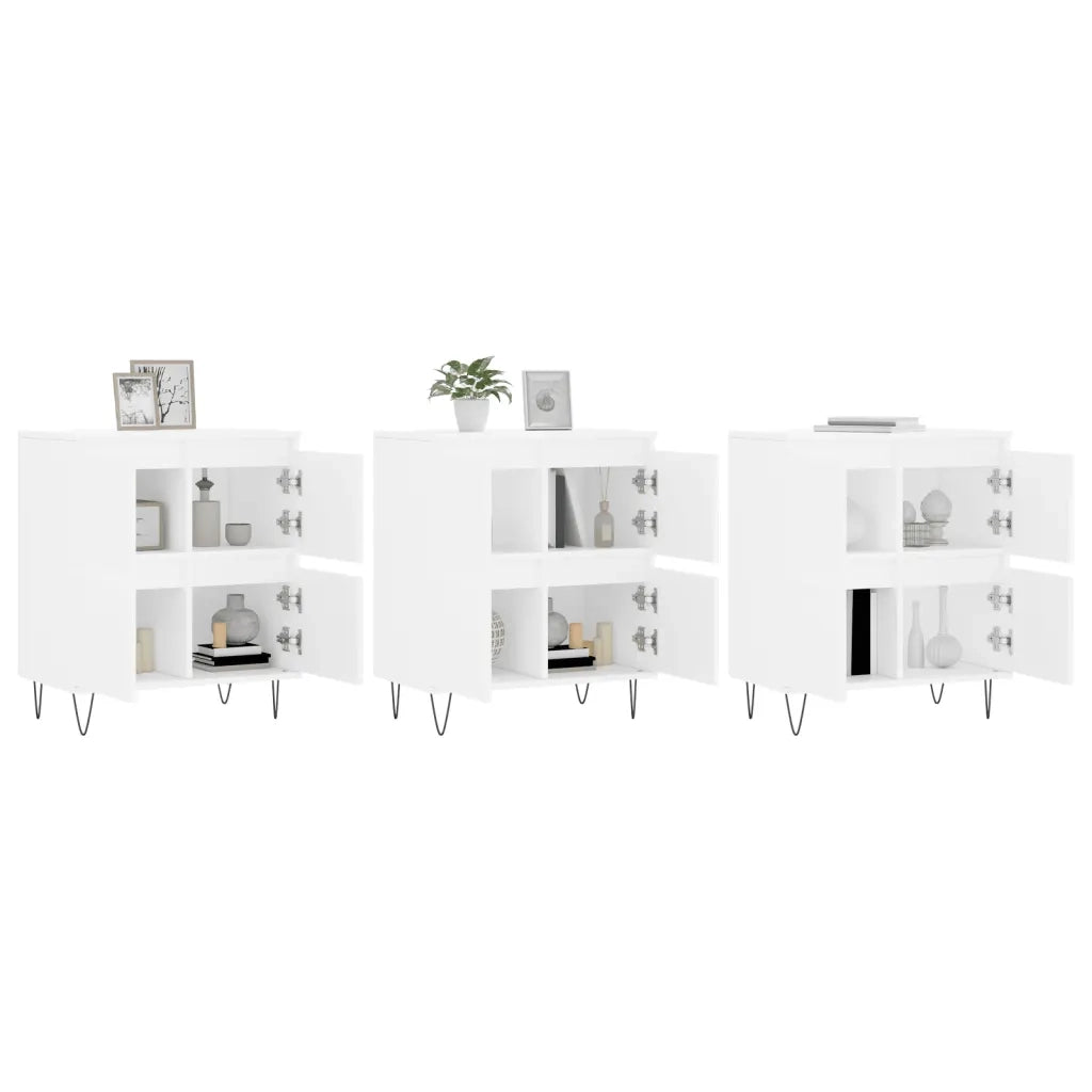 Credenze 3 pz | Madia | Buffet da pranzo | Armadio da pranzo Bianco in Legno Multistrato