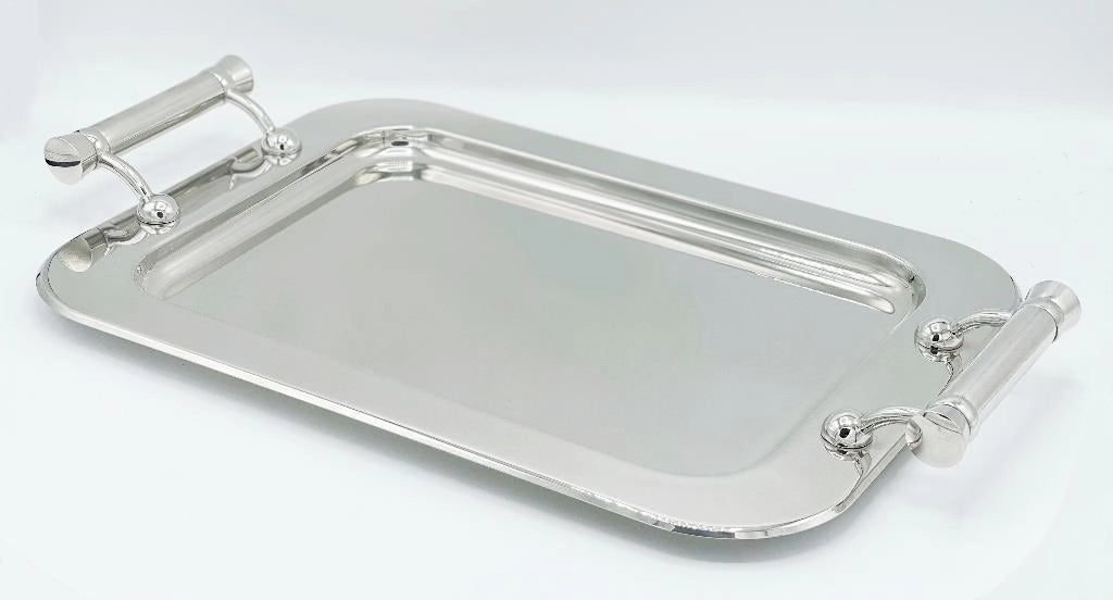 Vassoio da portata in acciaio inox con 2 Manici Collezione Prandelli 45 cm
