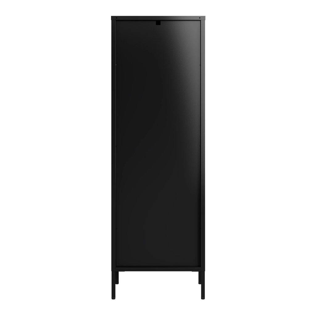 Armadio a Vetrata Säkylä con 4 Scomparti 150 x 50 x 35 cm in Acciaio - Nero [en.casa]