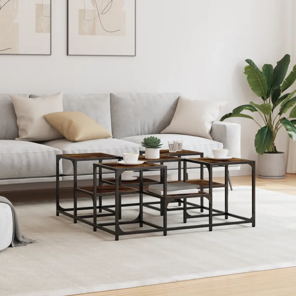 Tavolino da salotto | Tavolino da caff¨¨ | Tavolino da Soggiorno Rovere Fumo 91x91x40cm in Legno Multistrato