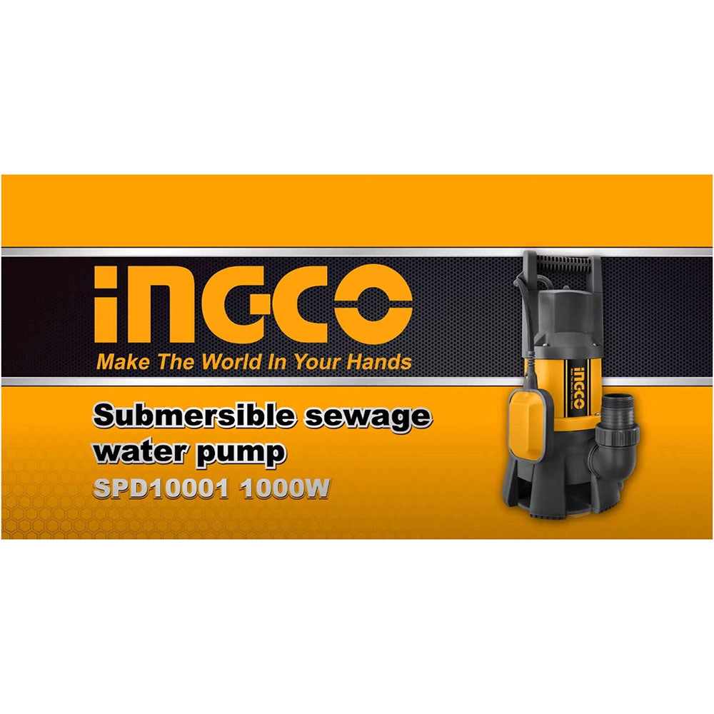 Pompa immersione 1000 W sommersa acque sporche nere - Ingco SPD10001