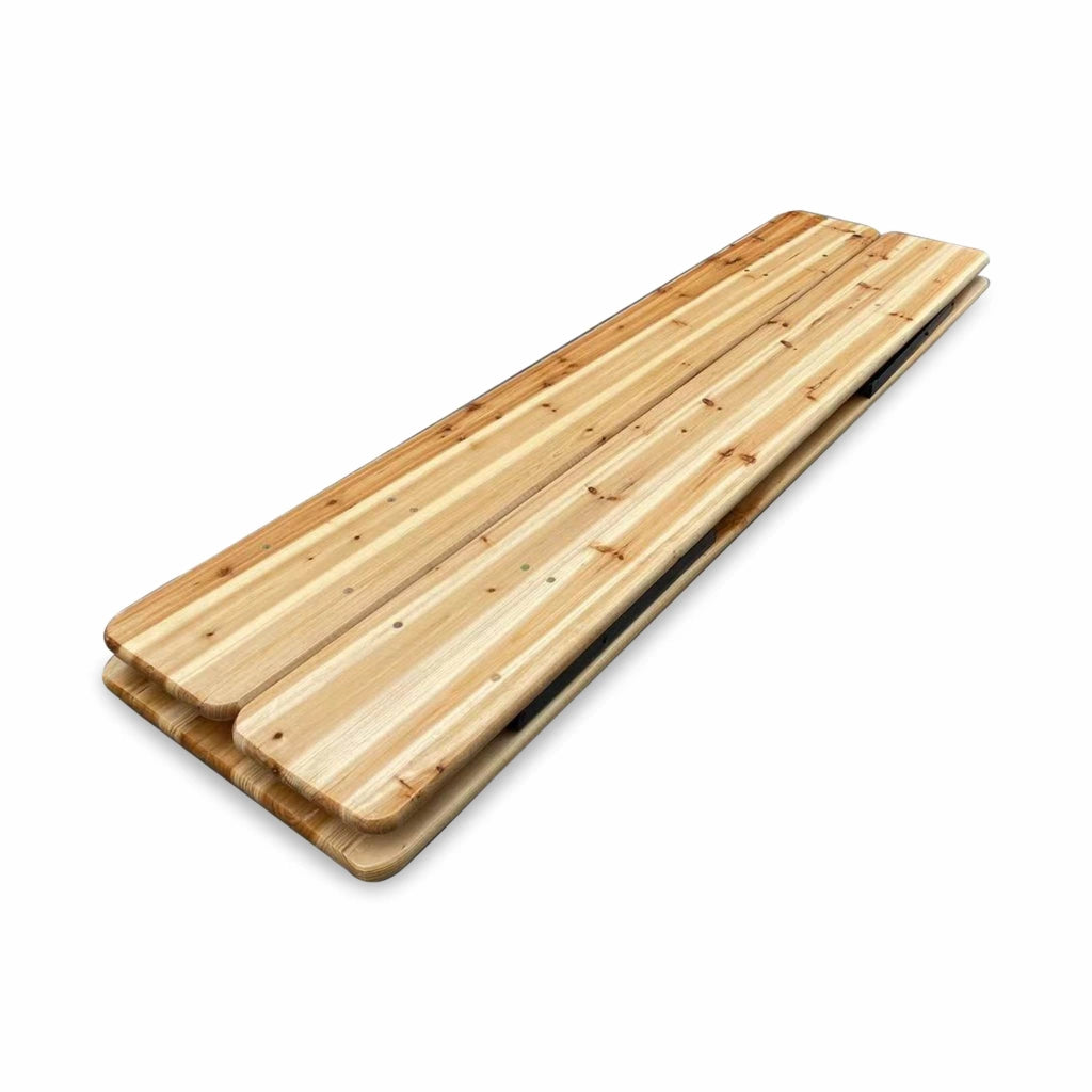 Set tavolo da giardino pieghevole in legno con 2 panche, marrone