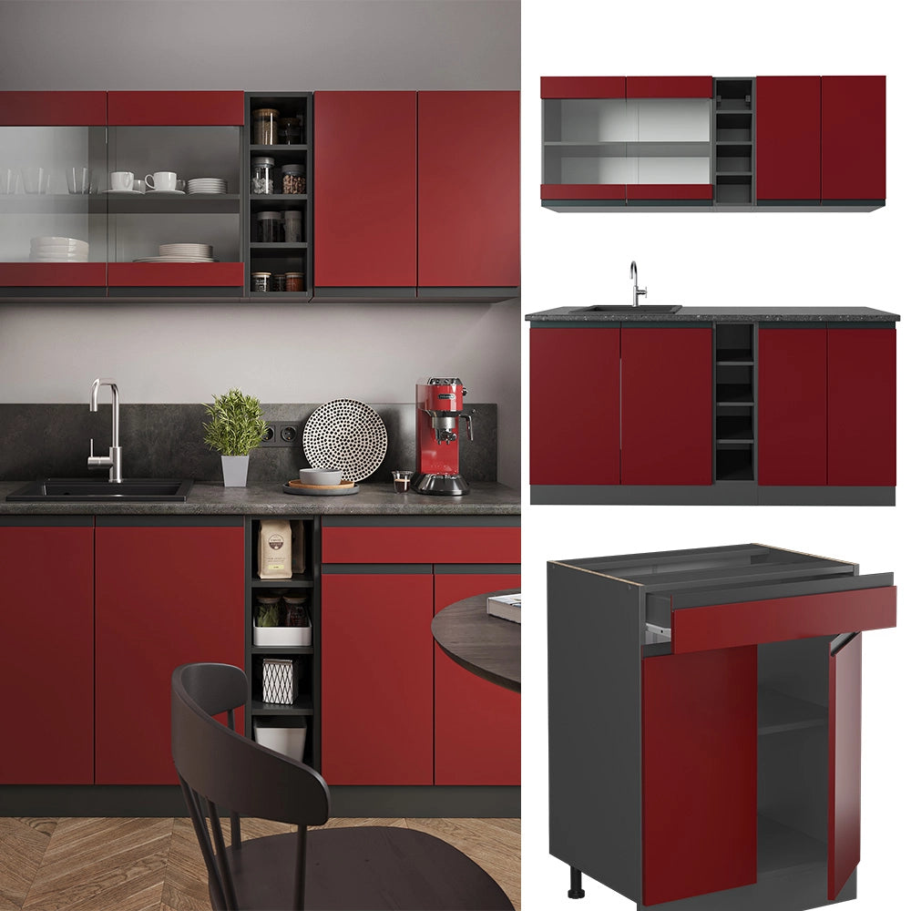 Vicco Cucina completa Rosso/antracite 160 cm , PL Antracite