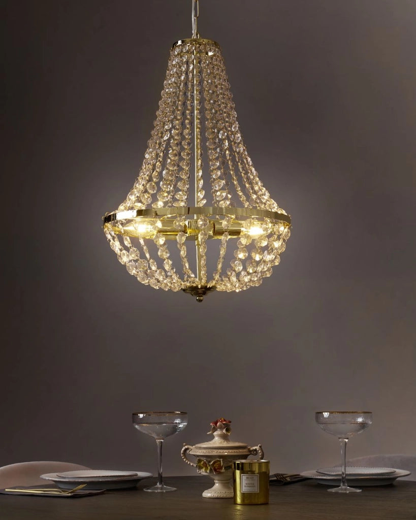 Lampadario in ferro con cristalli acrilici in stile glam Oro stile glamour