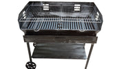 Barbecue a Legna e Carbonella in Ferro, con Ruote, Regolabile su 2 Altezze, Griglia in Acciaio, Ripiano poggia utensili 90x45 cm