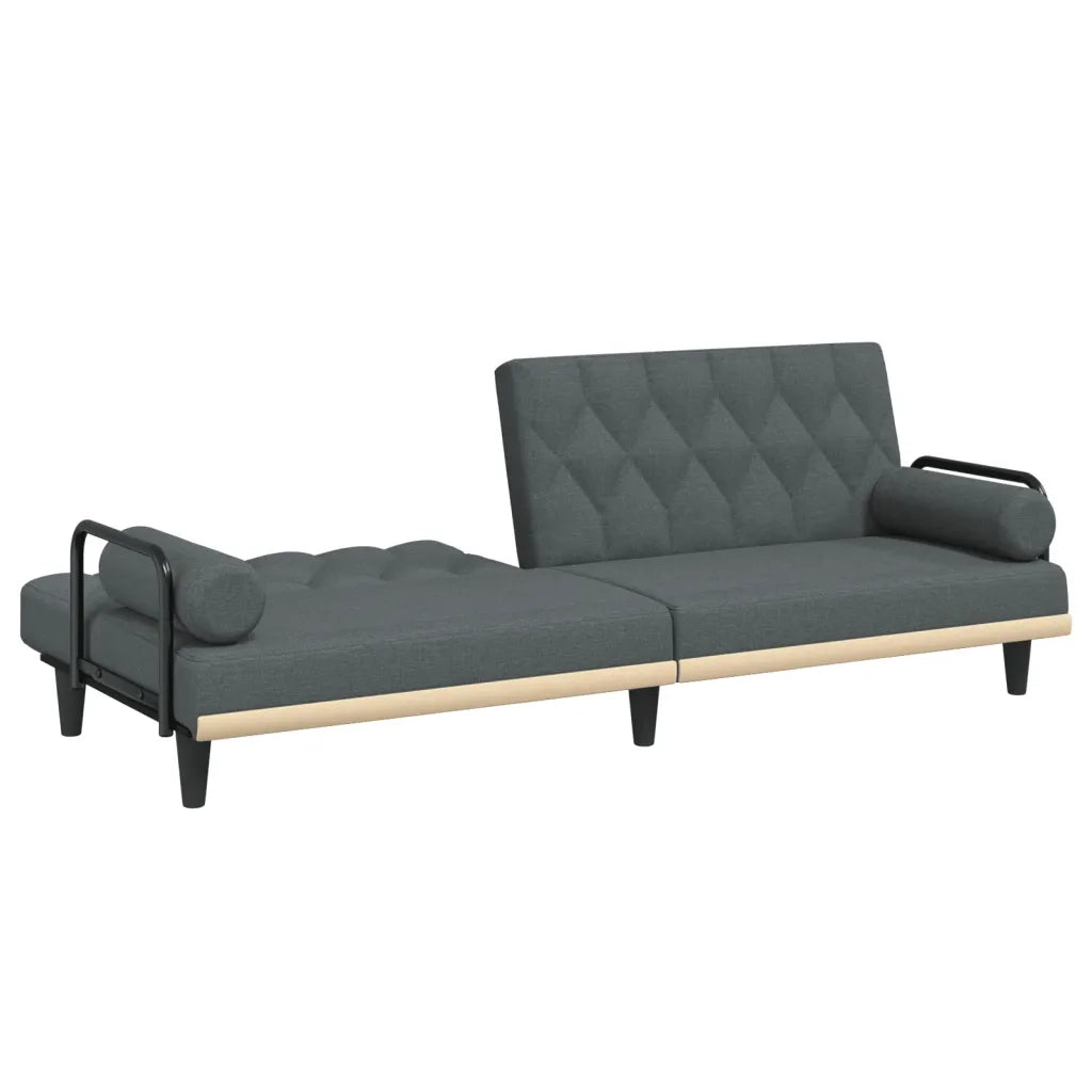 Divano Letto con Braccioli Grigio Scuro in Tessuto 351938