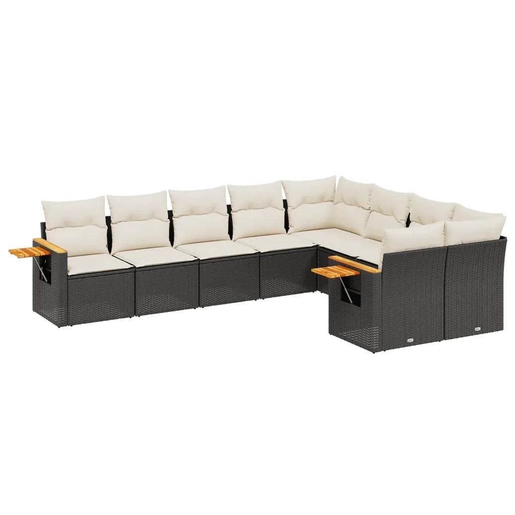 Set Divani da Giardino 9 pz con Cuscini Nero in Polyrattancod mxl 92345