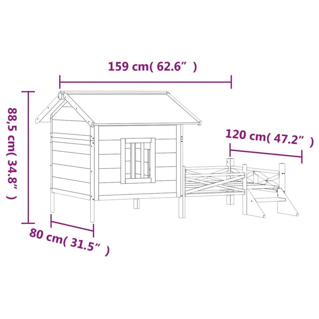 Cuccia gabbia per animali pac 159 x 120 x 88,5 cm legno massello di pino grigio 02_0041718