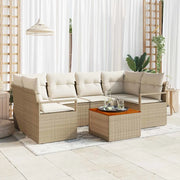 Set Divano da Giardino con cuscino 7 pcs Beige polyrattan