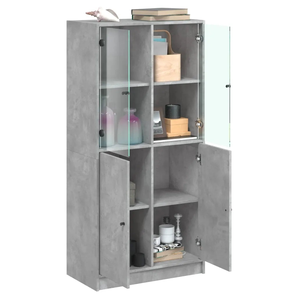 Credenza con Ante Grigio Cemento 68x37x142 cm Legno Multistrato 3295867