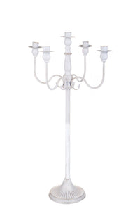 Candeliere con 5 Bracci 75 cm in Metallo Bianco e Oro