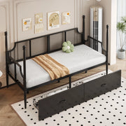 Letto Singolo in Metallo con Struttura a Colonne e Rete ¨C MINIMAL ¨C Nero 90x200